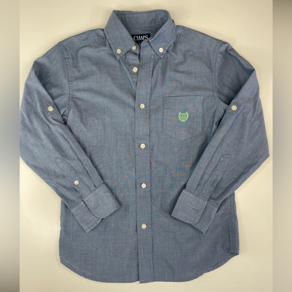Kids Chaps Blue Long Sleeve Button Down Collared Shirt size s/8‎